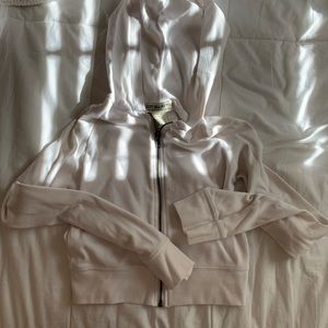 Cropped white zip up